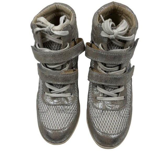 Madden Girl White Mesh Champagne Metallic Shimmer Hook & Loop Straps Size 7 - Picture 4 of 15